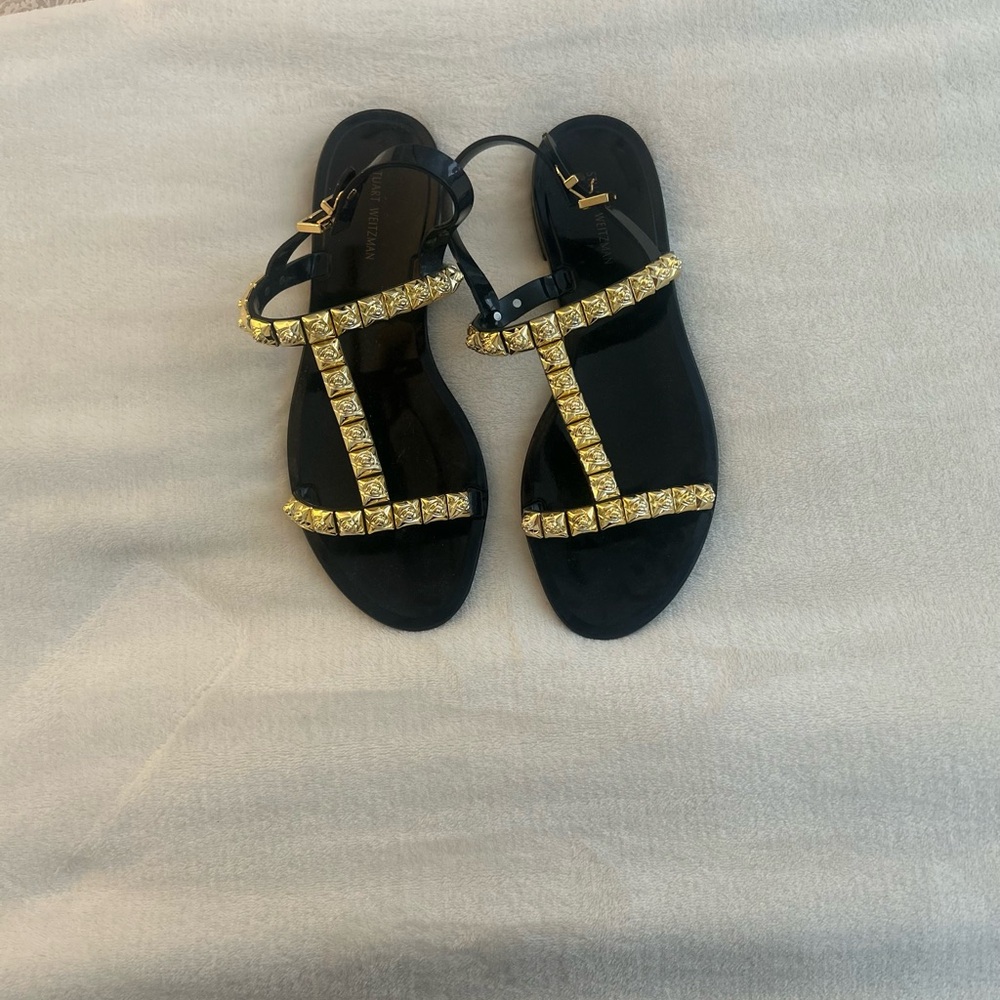 Stuart Weitzman Gold and Black sandals